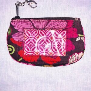 Vera Bradley Womens Pocketbook SM Purple Pink Floral Coin Purse ID Slot Zipper